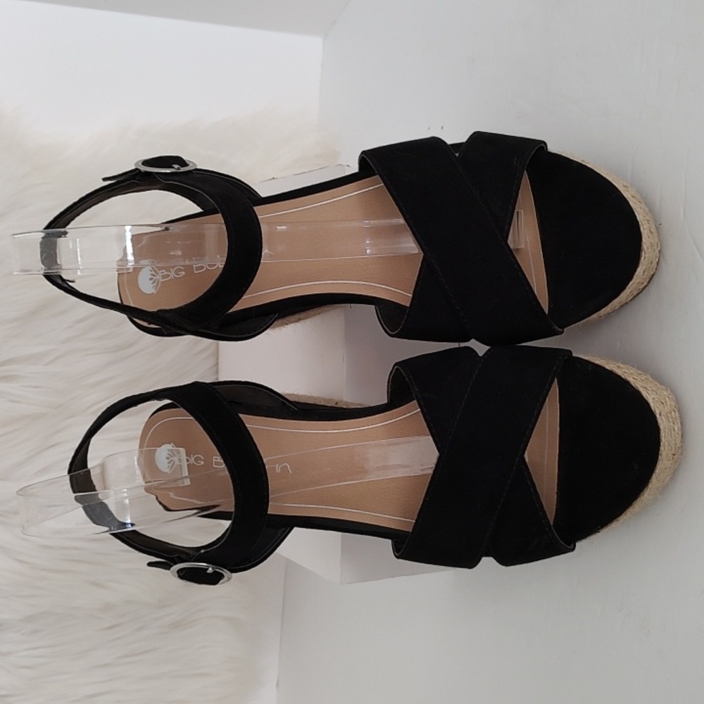 Big Buddha Black Espadrille Wedge/Platform Sandals/ Size 9 - Picture 4 of 11
